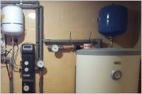 Home boiler room with the solar system