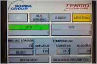 Touch panel in program for controlling the automatic steam thermoforming unit